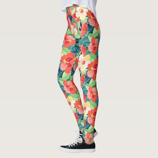 Colorful Hibiscus Pattern Leggings (Links)