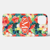 Colorful Hibiscus Pattern | Monogram Case-Mate iPhone Case (Achterkant (horizontaal))