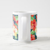 Colorful Hibiscus Pattern | Monogram Grote Koffiekop (Achterkant)