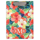 Colorful Hibiscus Pattern | Monogram Klembord (Voorkant)