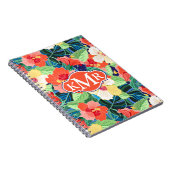 Colorful Hibiscus Pattern | Monogram Notitieboek (Rechterzijde)