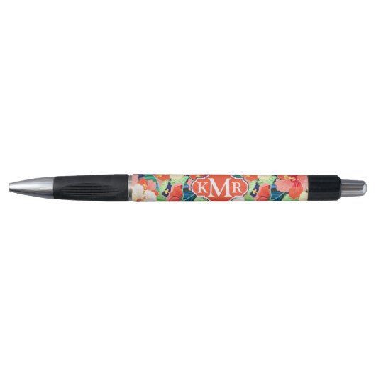 Colorful Hibiscus Pattern | Monogram Pen (Voorkant)