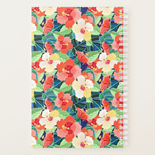 Colorful Hibiscus Pattern | Monogram Planner (Achterkant)