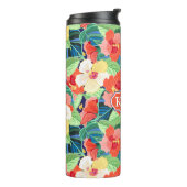 Colorful Hibiscus Pattern | Monogram Thermosbeker (Gedraaid links)