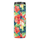 Colorful Hibiscus Pattern | Monogram Thermosbeker (Achterkant)