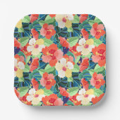 Colorful Hibiscus Pattern Papieren Bordje (Voorkant)