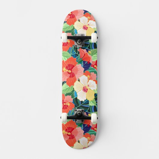 Colorful Hibiscus Pattern Persoonlijk Skateboard (Voorkant)