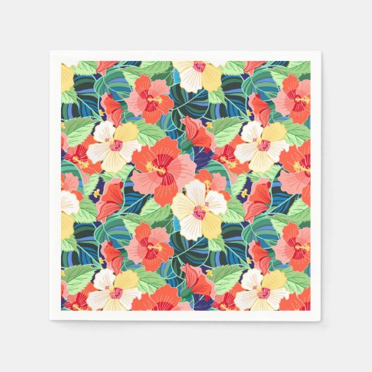 Colorful Hibiscus Pattern Servet (Voorkant)