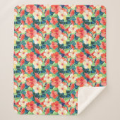 Colorful Hibiscus Pattern Sherpa Deken (Voorkant)