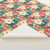 Colorful Hibiscus Pattern Sherpa Deken (3/4)