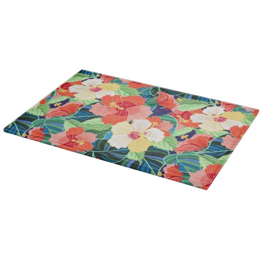 Colorful Hibiscus Pattern Snijplank (Hoek)