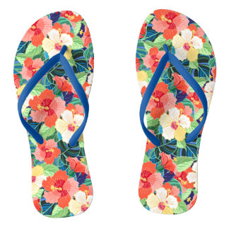 Colorful Hibiscus Pattern Teenslippers
