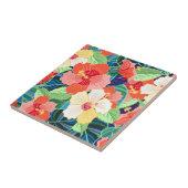 Colorful Hibiscus Pattern Tegeltje (Zijkant)