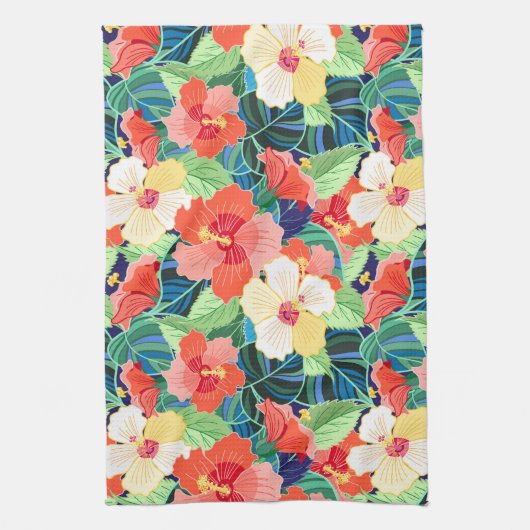 Colorful Hibiscus Pattern Theedoek (Verticaal)