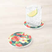Colorful Hibiscus Pattern Zandsteen Onderzetter (Zijkant)