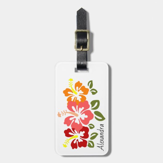 Colorful Hibiscus Trio Persoonlijk Bagagelabel (Voorkant verticaal)