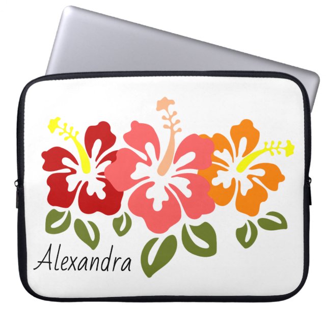 Colorful Hibiscus Trio Persoonlijk Laptop Sleeve (Voorkant)