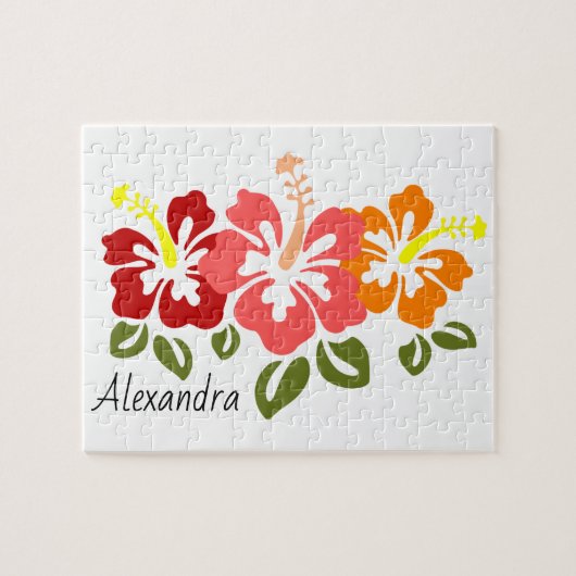 Colorful Hibiscus Trio Persoonlijk Legpuzzel (Horizontaal)