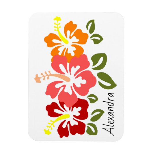 Colorful Hibiscus Trio Persoonlijk Magneet (Verticaal)