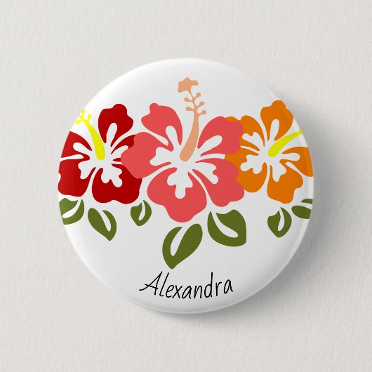 Colorful Hibiscus Trio Persoonlijk Ronde Button 5,7 Cm (Voorkant)