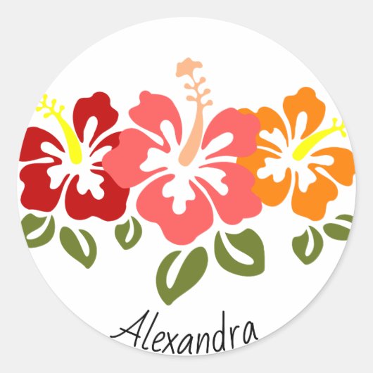 Colorful Hibiscus Trio Persoonlijk Ronde Sticker (Voorkant)