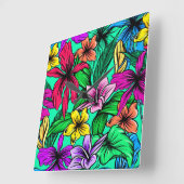 COLORFUL HIBISCUS VIERKANTE KLOK (Hoek)