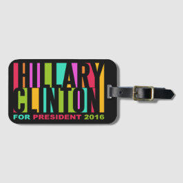 Colorful Hillary Clinton 2016 bagagelabel