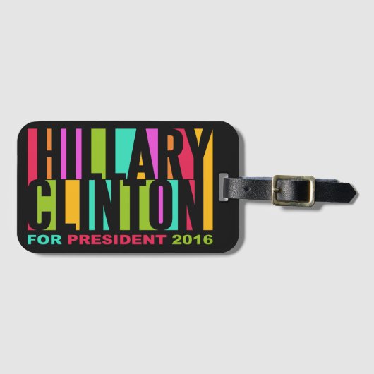 Colorful Hillary Clinton 2016 bagagelabel (Voorkant (horizontaal))
