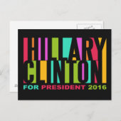 Colorful Hillary Clinton 2016 briefkaart (Voorkant / Achterkant)