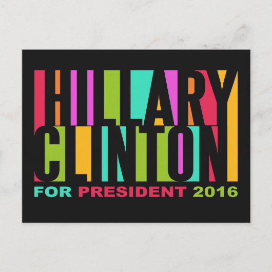 Colorful Hillary Clinton 2016 briefkaart (Voorkant)