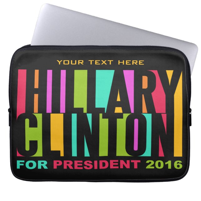 Colorful Hillary Clinton 2016-laptophoezen Laptop Sleeve (Voorkant)