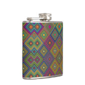 Colorful hip flask with a geometric diamond patter heupfles (Rechts)