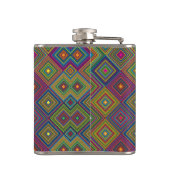 Colorful hip flask with a geometric diamond patter heupfles (Achterkant)