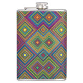 Colorful hip flask with a vibrant geometric  heupfles (Voorkant)