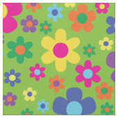 Colorful Hippie 70's Flowers Stof (Close Up)