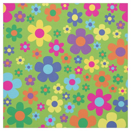 Colorful Hippie 70's Flowers Stof (Swatch)