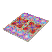 Colorful Hippie Boho Kaleidoscopic Fractal Art Tegeltje (Zijkant)