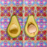 Colorful Hippie Boho Kaleidoscopic Fractal Art Tegeltje<br><div class="desc">Een levendig en uniek decoratief ontwerp van tegel met een naadloos patroon van geometrische vormen in tinten roze,  paars,  blauw,  rood en geel.</div>