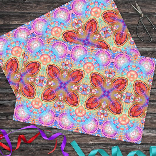 Colorful Hippie Boho Kaleidoscopic Fractal Art Tissuepapier