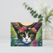 Colorful Hippie Crazy Cat Lady Birthday Briefkaart (Staand voorkant)