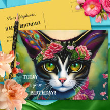 Colorful Hippie Crazy Cat Lady Birthday