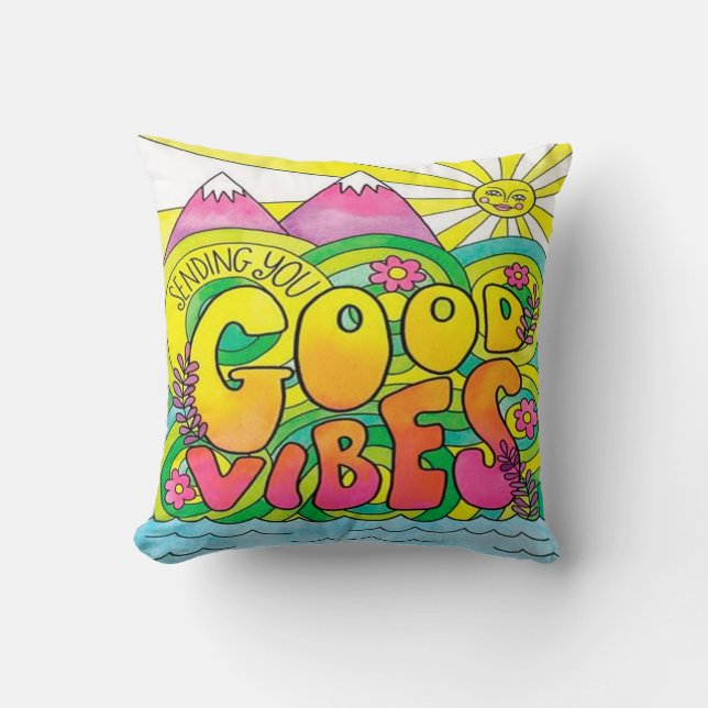 Colorful Hippie Design Cushion Kussen (Voorkant)