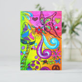 Colorful hippie paddestoel butterfly-uitnodiging kaart (Staand voorkant)