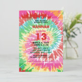 Colorful Hippie Tie Dye Fun Birthday Party Invitat Kaart (Staand voorkant)