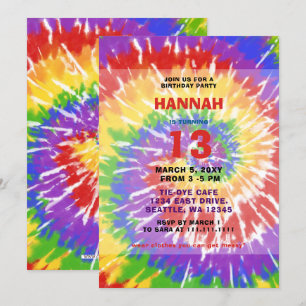Colorful Hippie Tie Dye Fun Birthday Party Kaart