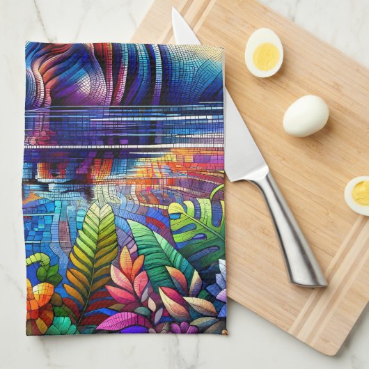 Colorful Hippo  Theedoek (Quarter Fold)