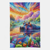 Colorful Hippo  Theedoek (Verticaal)