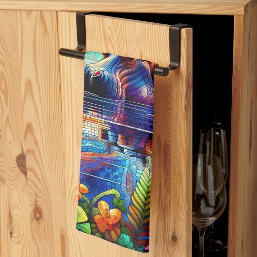 Colorful Hippo  Theedoek (Derde Gevouwen)