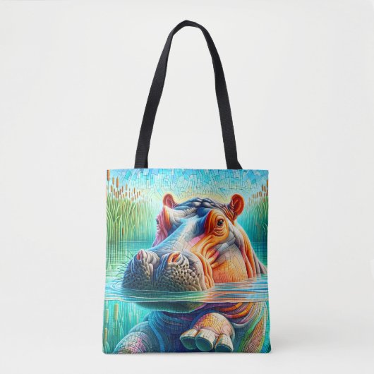 Colorful Hippo Tote Bag (Voorkant)