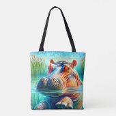 Colorful Hippo Tote Bag (Achterkant)